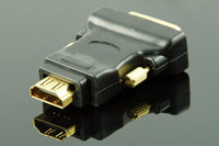 HDMI Male (19p) to DVI Female (24+1) Adapter, Gold Plated, Black