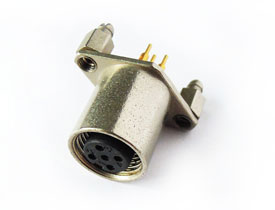 M12 Female Waterproof front panle mount connector (DIP) 3 pins