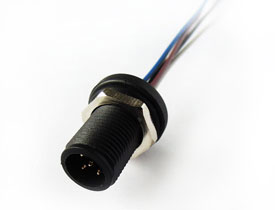 M12 Male Waterproof front panel mount connector (Plastic) 3 pins