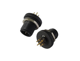 M12 Male Waterproof front panel mount DIP (Plastic) 3 pins
