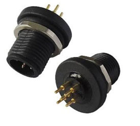 M12 Male Waterproof front panel mount (Plastic) 4 pins