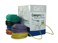 Bulk Cat5E and Bulk Cat6 cable available in Plenum or PVC, solid or stranded, cat5E cable supplier, cat5e stranded plenium