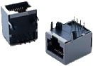 Cat5 and Cat5E receptacle and plug connectors available as board mount connectors or cable mount connectors, LAN RJ45 Connectors, PCB Mounted Jacks