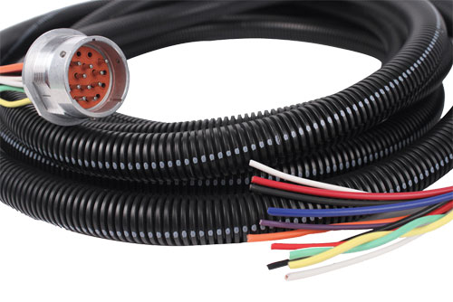 Industrial Cable Assembly with Circular Connector & Protective Tubing