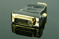 HDMI Female (19p) to DVI Male (24+1) Adapter, Gold Plated, Black,