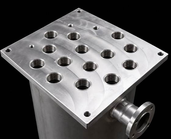 Precision machined and threaded ports on a stainless steel tank top plate